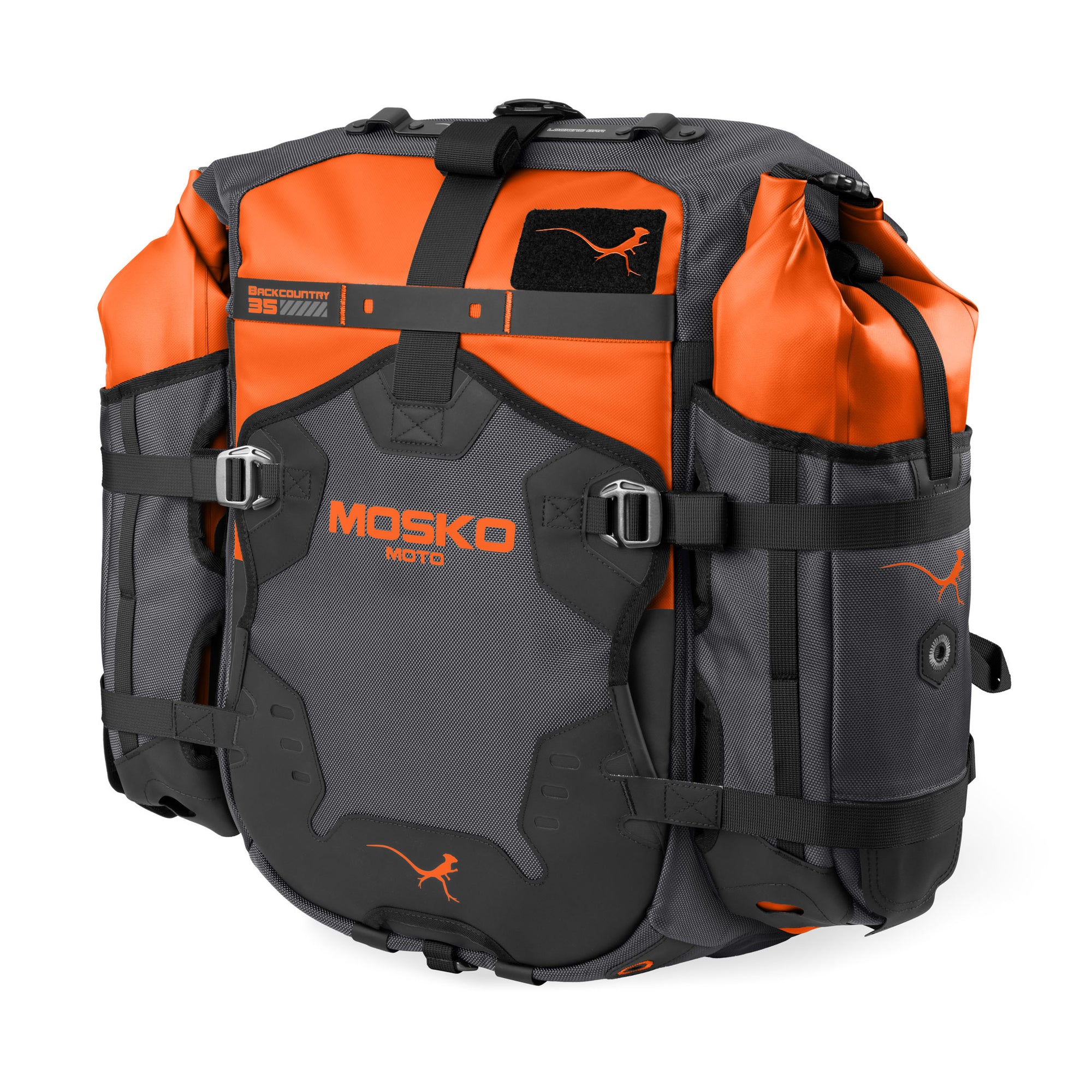 Mosko Moto Luggage Onyx/Orange / 25L + 25L / Four Aux Pox Backcountry Pannier Kit (V2.5)