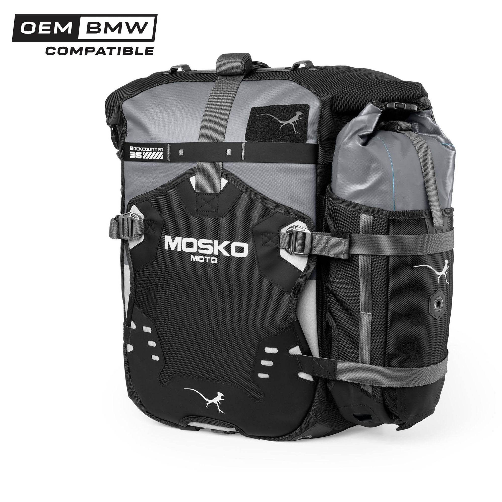 Mosko Moto Pannier Black / 35L + 35L (Standard) / Two Aux Pox (Standard) EuroMount Backcountry Pannier Kit (V2.5)